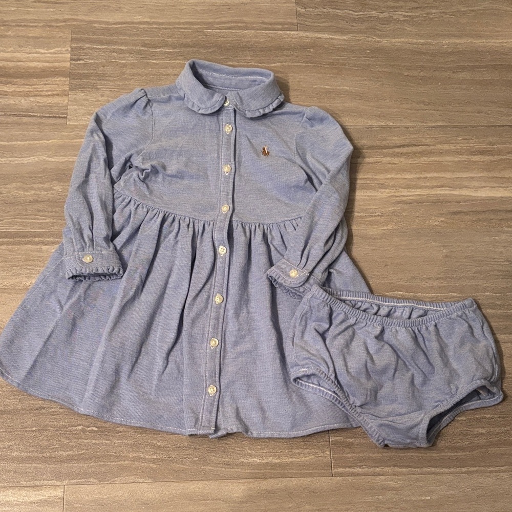 Ralph Lauren Baby Blue Dress & Bloomers